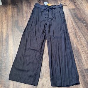 Angie Girls Black Wide Leg Paperbag Loose Dress-up Waist Pants | Size M